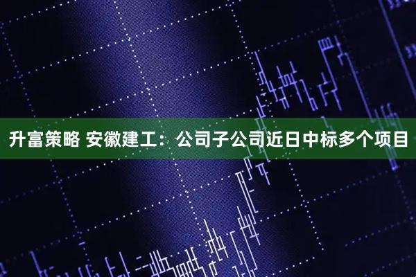 升富策略 安徽建工：公司子公司近日中标多个项目