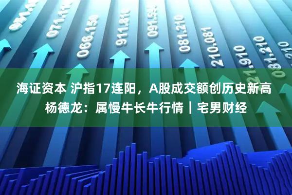 海证资本 沪指17连阳，A股成交额创历史新高 杨德龙：属慢牛长牛行情｜宅男财经